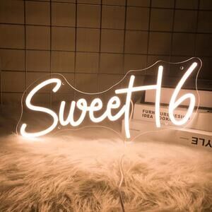 Sweet 16 Neon Sign – 16.8" Warm White LED Birthday Decoration